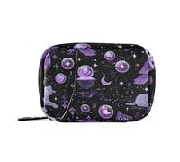 Mystic Owls Purple Pill Bags for Travel Reusable with Detachable Compartments Reusable Portable Pill Organizer for Purse