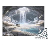 Mystic Pearl Cave 1000 Piece Jigsaw Puzzle Paper for Adults Waterfall Fantasy Scene Puzzle Game for Family Relaxing Home Decor Gift 52x38cm/1000pcs