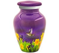 Mystic Purple Hummingbird Keepsake Urn for Ashes - 3.5 Cubic Inch Capacity Keepsake Urn for Sharing The Ashes of a Loved One - Small Metal Keepsake Urn Ideal for Sharing of Human Ashes
