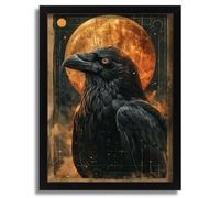 Mystic Raven Moon Art Print Gothic Home Decor Wall Art Black And Orange Print A4 Poster on Canvas - Wall Art Home Decor Movie Poster Canvas Film Cinema Retro Vintage Cult Classic Nostargic Saga Moder