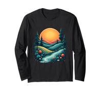 Mystic River Valley Under Vibrant Sunset Sky Long Sleeve T-Shirt