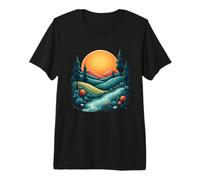 Mystic River Valley Under Vibrant Sunset Sky Premium T-Shirt