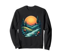 Mystic River Valley Under Vibrant Sunset Sky Sweatshirt