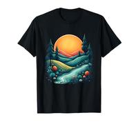 Mystic River Valley Under Vibrant Sunset Sky T-Shirt