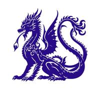 Mystic Scales The Serpent of Legends Dragon Silhouette icon Art Fine Carving Stickers 42x42.6cm Multi Color Selection DarkBlue