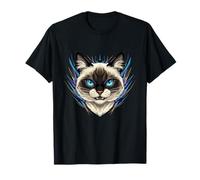 Mystic Siamese Cat Face Bright Blue Eyes T-Shirt