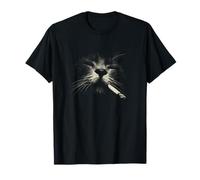 Mystic Smoke Cat Face with Whiskers Outline T-Shirt