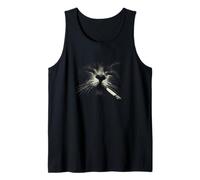 Mystic Smoke Cat Face with Whiskers Outline Tank Top