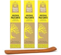 Mystic Spirits Aromas Amazonian Palo Santo Smudge Incense Sticks - 3 Pack with Wooden Holder - Handcrafted Natural Aroma for Aura Cleansing, Meditation & Emotional Balance