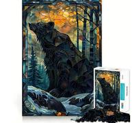 Mystic Stained Glass Bear 1000 Piece Jigsaw Puzzle for Teenagers Memory Gain Soothing Fun Design Assembly Elegant Gift (50x75cm)