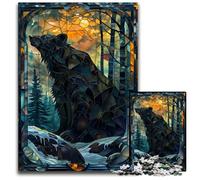 Mystic Stained Glass Bear Jigsaw Puzzles for Adults 1000 Piece Difficult Puzzles for Adults Challenging Brain Teaser Family Activity Home Decor 1000 PCS(75x50cm)