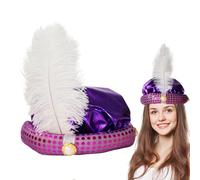 Mystic Sultan Hat Gorgeous Shiny Sequin Plume Pearl