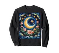 mystic sun and moon woman mystical flowers vangogh Sweatshirt