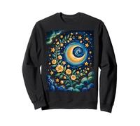 mystic sun and moon woman mystical flowers vangogh Sweatshirt