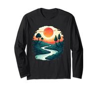 Mystic Sunset River Over Dreamy Hills Sky Long Sleeve T-Shirt