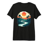 Mystic Sunset River Over Dreamy Hills Sky Premium T-Shirt
