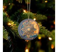 Mystic Tarot Card Sun and Moon Face Christmas Ornaments - Xmas Tree Hanging Ornaments, Personalized Acrylic Circular Christmas Pendant for Holiday Keepsake Gifts