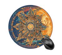 Mystic Tarot Card Sun and Moon Face Mouse Pad Round Computer Mousepad Cute Mouse Pads with Non-Slip Rubber Base Mouse Mat for Laptop Gaming Office Home