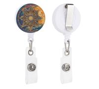 Mystic Tarot Card Sun and Moon Face Retractable Badge Reel - Personalized ID Name Badge Holder with Lanyard Cute Badges Reel Holder Round Nurse Doctor Name Tag Badges Clip for Work