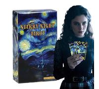 Mystic Tarot Cards, Night Oracle Deck Set, 4.06 x 2.36 Inch Divination Cards with Guide Book, Artistic Paper Tarot Set, Fortune Telling Card with Dark Theme, Tabletop Game for Family Gathering