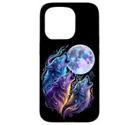 Mystic Three Wolves Howling at Rune Moon Case for iPhone 15 Pro
