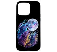 Mystic Three Wolves Howling at Rune Moon Case for iPhone 15 Pro Max