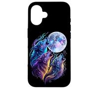 Mystic Three Wolves Howling at Rune Moon Case for iPhone 16