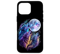 Mystic Three Wolves Howling at Rune Moon Case for iPhone 16 Pro Max