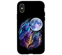 Mystic Three Wolves Howling at Rune Moon Case for iPhone X/XS