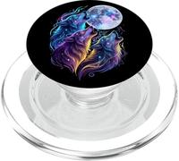Mystic Three Wolves Howling at Rune Moon PopSockets PopGrip for MagSafe