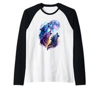 Mystic Three Wolves Howling at Rune Moon Raglan Baseball Tee