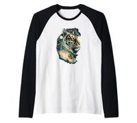 Mystic Tiger Spirit Forest Celestial Jungle Animal Art Raglan Baseball Tee