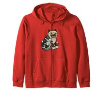 Mystic Tiger Spirit Korean Folk Art Style Zip Hoodie