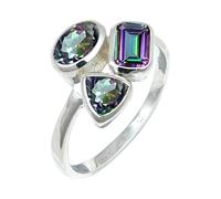 Mystic Topaz Stone Silver Plated Ring Men & Women Jewelry C1155AG_37_(Z 1)