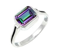 Mystic Topaz Stone Silver Plated Ring Men & Women Jewelry C1159AG_4_(J 1/2)