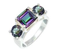 Mystic Topaz Stone Silver Plated Ring Men & Women Jewelry C1161AG_4_(J 1/2)