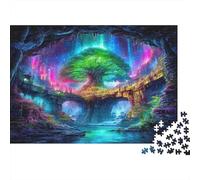 Mystic Tree Cave Relaxing 1000 Pieces Jigsaw Puzzle Aurora Canopy Stress Relief Brain Exercise For Seniors Teens Beginners 70x50cm/1000pcs
