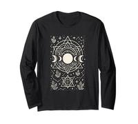 Mystic Triple Lunar Phase Sacred Moon Geometry Design Long Sleeve T-Shirt