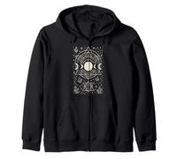 Mystic Triple Lunar Phase Sacred Moon Geometry Design Zip Hoodie