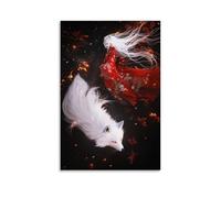 Mystic Wall Art, Magical Kitsune Metamorphosis Into Beautiful Human Canvas Print, Fantasy Creature Art, Hanging Paintings Poster for Cozy Bedroom Interior Decor 20x30inch(50x75cm)