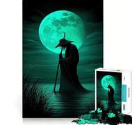 Mystic Wanderer Silhouetted Under The Green Moon 1000 Pieces Jigsaw Puzzles for Adults Clear Logic Toy Relaxing Fun Perfect Cut Elegant Gift (50x75cm)
