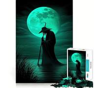 Mystic Wanderer Silhouetted Under The Green Moon Jigsaw Puzzles for Adults 1000 Piece Reason Skill Toy Anxiety Relief Exact Cut Elegant Gift (38x26cm)