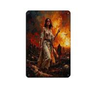 Mystic Warrior Woman Retro Poster Metal Tin Sign Chic Art Retro Iron Painting Bar People Cave Cafe Family Garage Poster Wall Decoration 8x12inch(20x30cm)