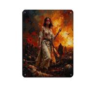 Mystic Warrior Woman Tin Sign Vintage Metal Pub Club Cafe Bar Home Wall Art Decoration Poster Retro 12x16inch(30x40cm)