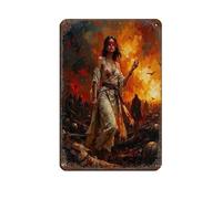 Mystic Warrior Woman Tin Sign Vintage Metal Pub Club Cafe Bar Home Wall Art Decoration Poster Retro 8x12inch(20x30cm)