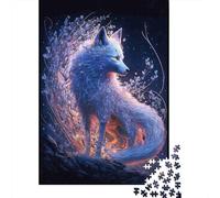 Mystic White Fox 1000 Piece Jigsaw Puzzle Paper for Adults Night Forest Puzzle Game for Family Home Decor 38x26cm/1000pcs