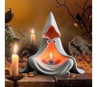 Mystic Wizard Candle Holder, Gothic Hooded Cloak Candle Holder, Halloween Ghost Tea Light Candle Holders, Figurine for Spooky Tabletop Decor, Haunted House Centerpiece & Mysterious Ambiance