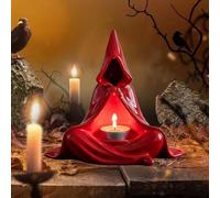 Mystic Wizard Candle Holder, Gothic Hooded Cloak Candle Holder, Halloween Ghost Tea Light Candle Holders, Figurine for Spooky Tabletop Decor, Haunted House Centerpiece & Mysterious Ambiance