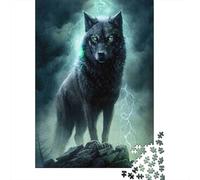 Mystic Wolf 1000 Piece Jigsaw Puzzle for Adults Paper Material Night Forest Scene Focus Boost Family Relaxation Gift 38x26cm/1000pcs