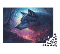 Mystic Wolf 1000 Pieces Jigsaw Puzzles Night Wolf Cardboard for Adults 14+ Classroom Activity 70x50cm/1000pcs